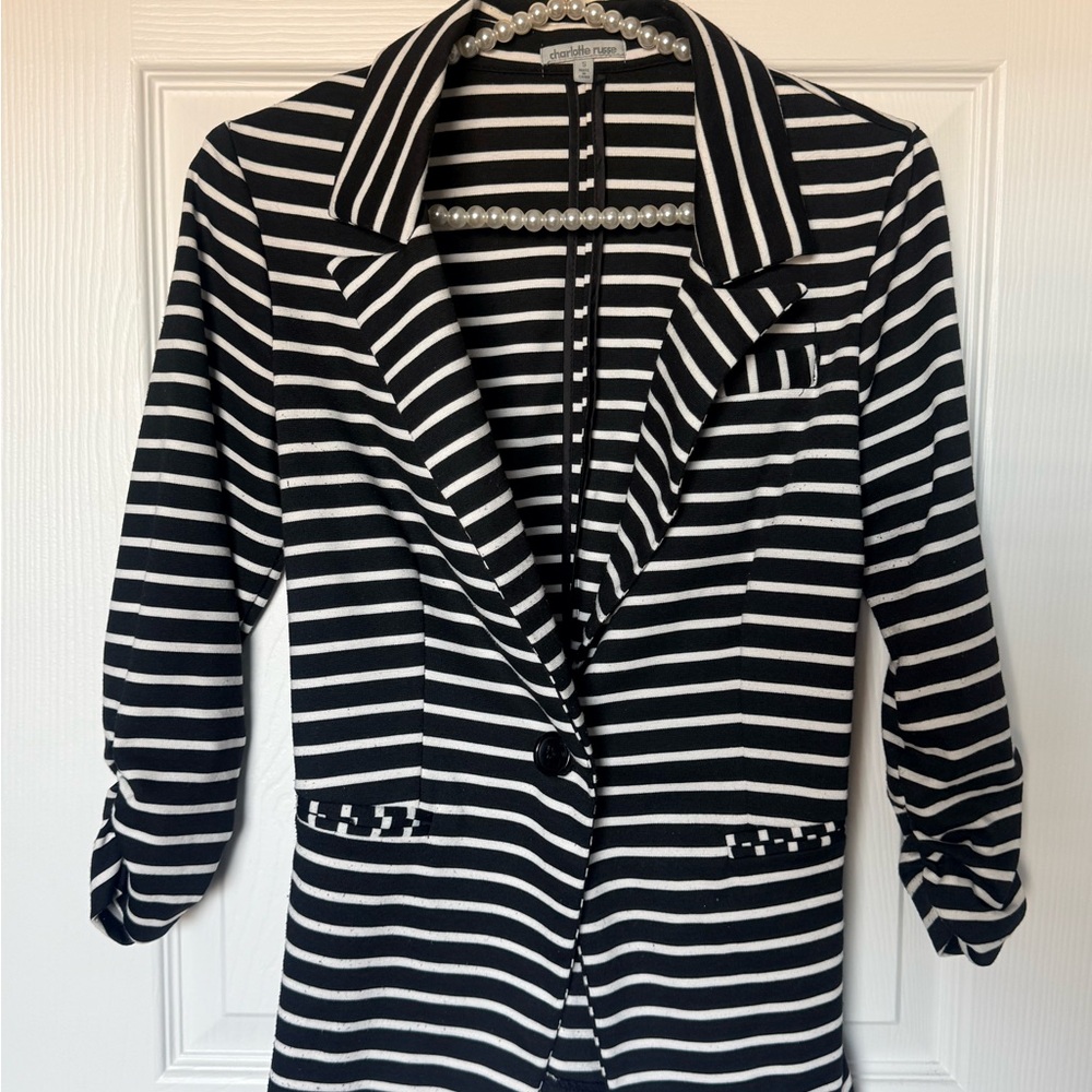 Charlotte Russe Black and White Striped Blazer